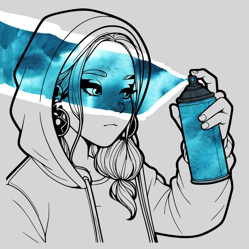 a realistic girl, spray painting