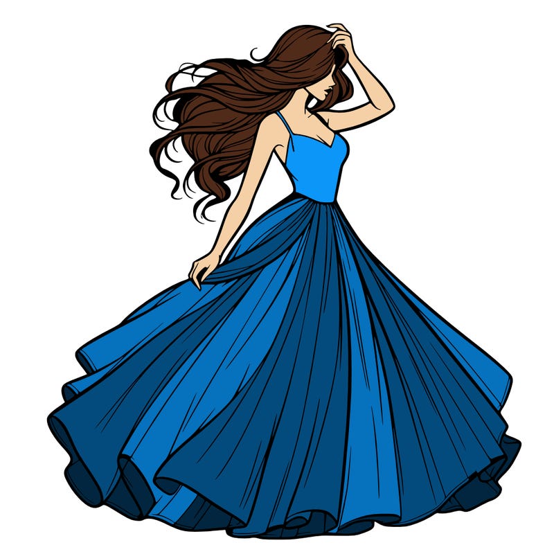 realistic woman with dress flowing in the wind