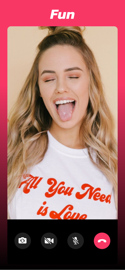 A woman during a fun video call on the ChatSpace app