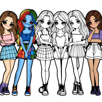 a group of girls realistic