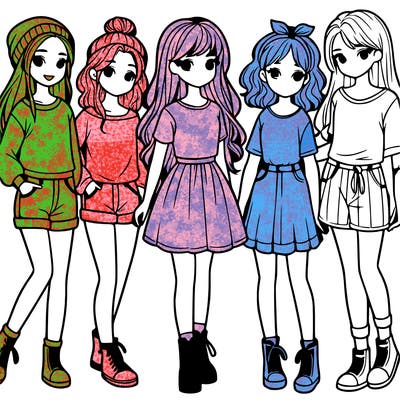 a group of five girls