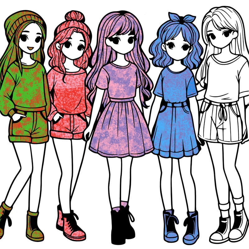 a group of five girls