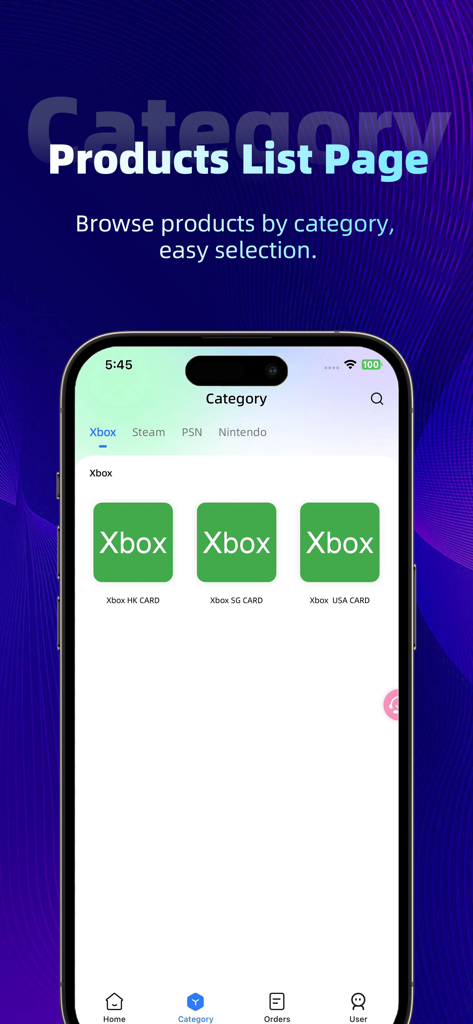 TOPUP Live - TOPUP Live app interface showing Xbox gift card categories for HK SG and USA regions