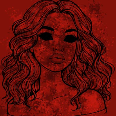 realistic girl with wavy hair and lips