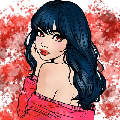 realistic girl with bangs looking over her shoulder