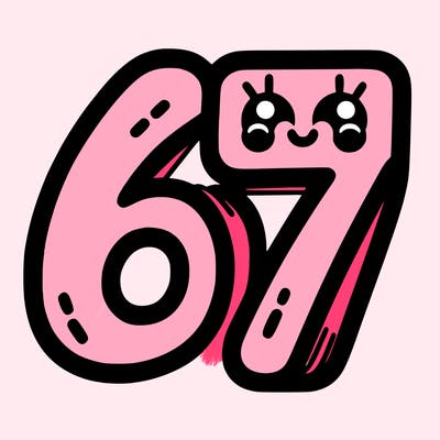 the numbers 67