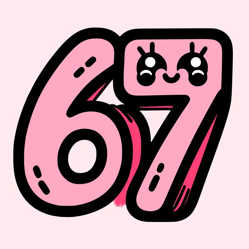 the numbers 67