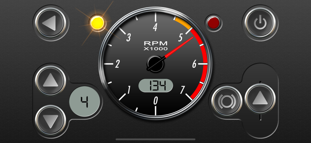 RevHeadz Engine Sounds - RPMゲージとギアインジケーターを備えたRevHeadz Engine Soundsデジタルダッシュボードインターフェイス