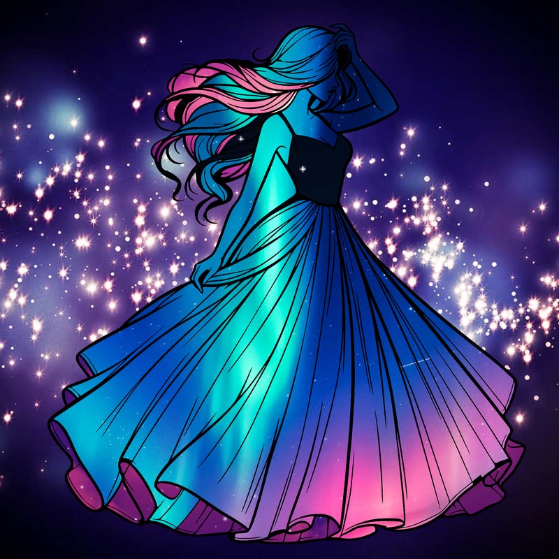 realistic woman with dress flowing in the wind