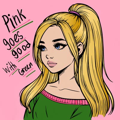 realistic girl with a high ponytail