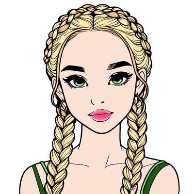 realistic girl with braids