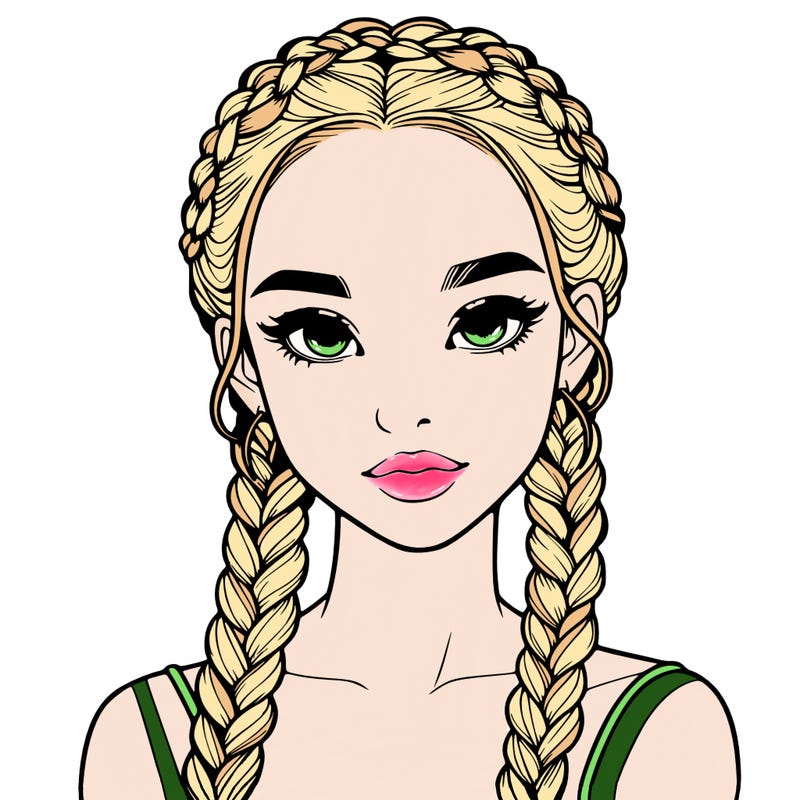 realistic girl with braids