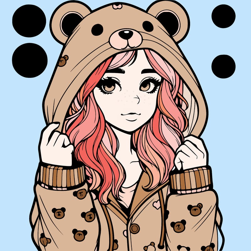 realistic girl in a animal pjs hoodie