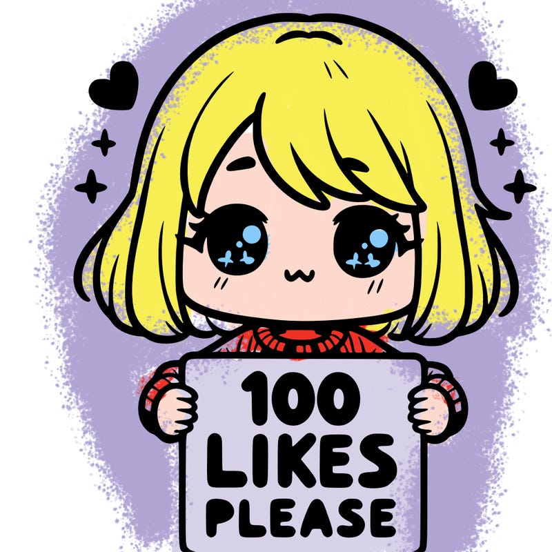 cute girl holding a sign saying 100 likes please