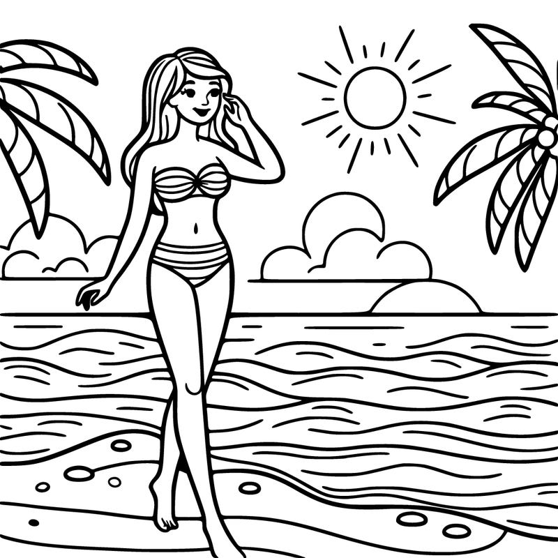 a woman at the beach