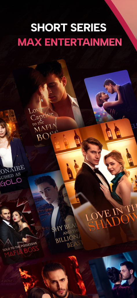 FreeBits: Free TV Drama Stream - A collection of posters for romantic short drama series featuring billionaire and mafia themes on the FreeBits app