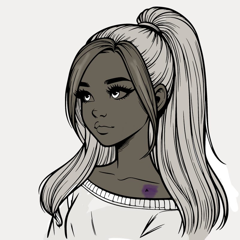 realistic girl with a high ponytail