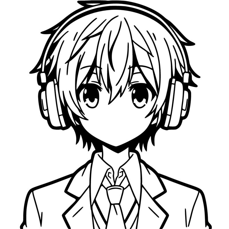 anime boy with headphones