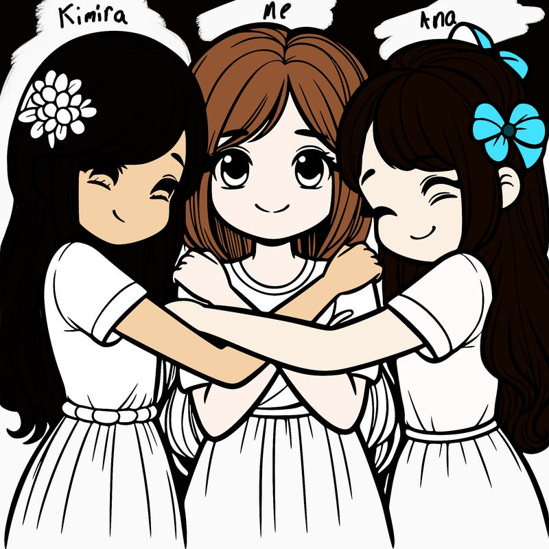 three girls hugging
