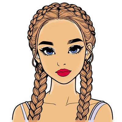 realistic girl with braids