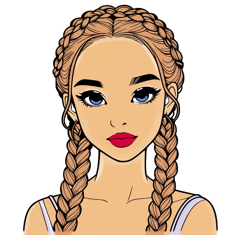 realistic girl with braids