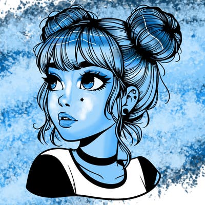 realistic girl with spacebuns