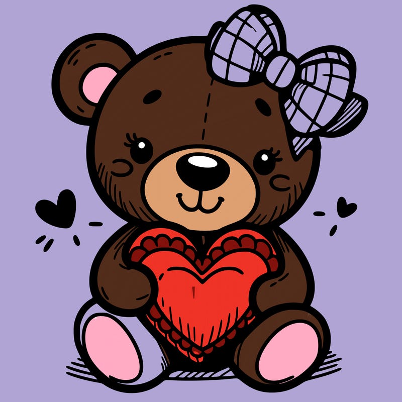 teddy bear hugging a heart