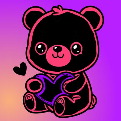 cute bear holding heart