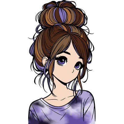 realistic girl with a messy bun