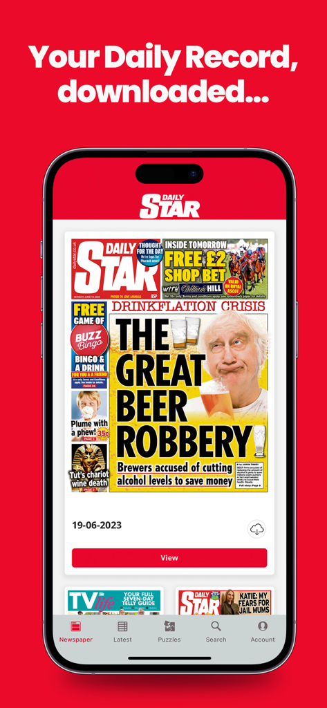 An iPhone displaying the digital replica of the Daily Star newspaper front page within the mobile app.