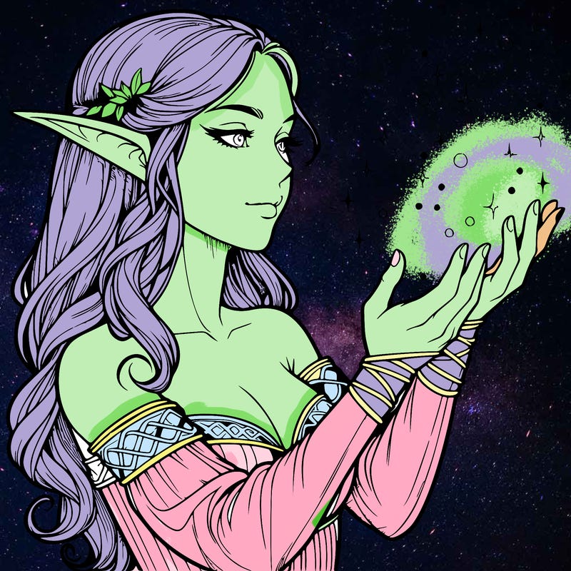 realistic elf girl doing magic