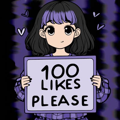 a girl holding a sign saying 100 likes please