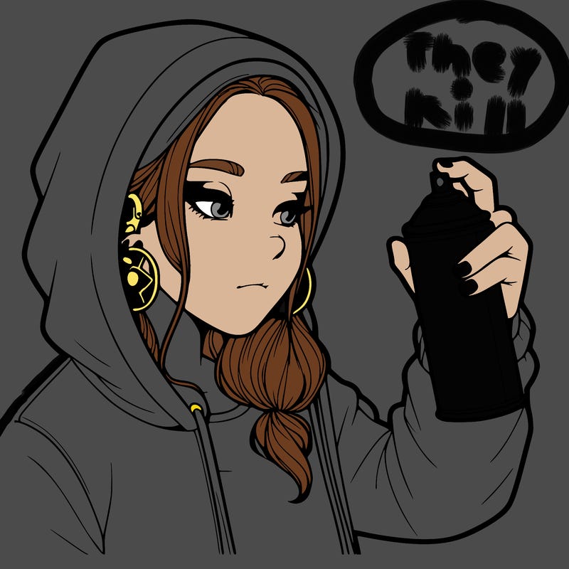 a realistic girl, spray painting