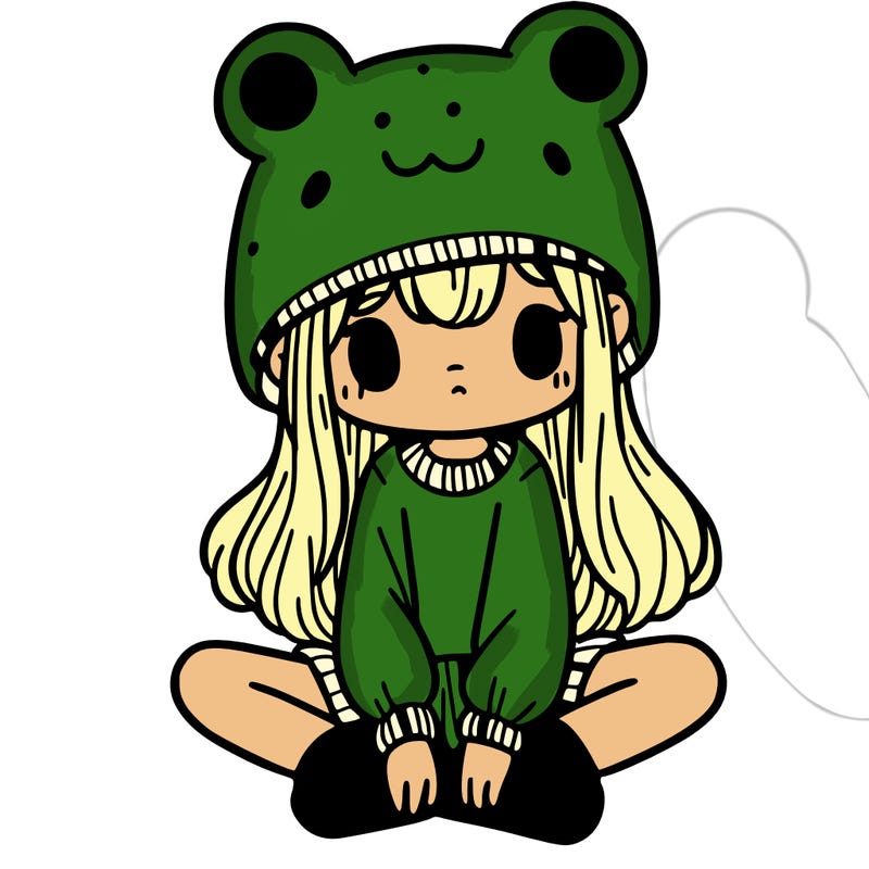 a girl wearing a frog hat and some frog socks