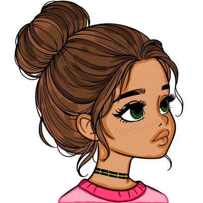 realistic girl with bun