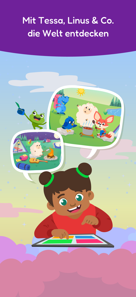 sofatutor KIDS - A young girl exploring educational stories and games on the sofatutor KIDS app