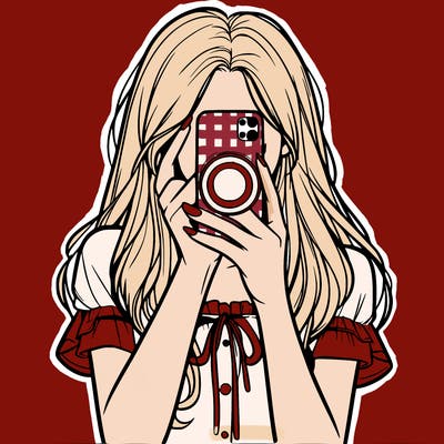 a realistic girl holding her phone taking pictures