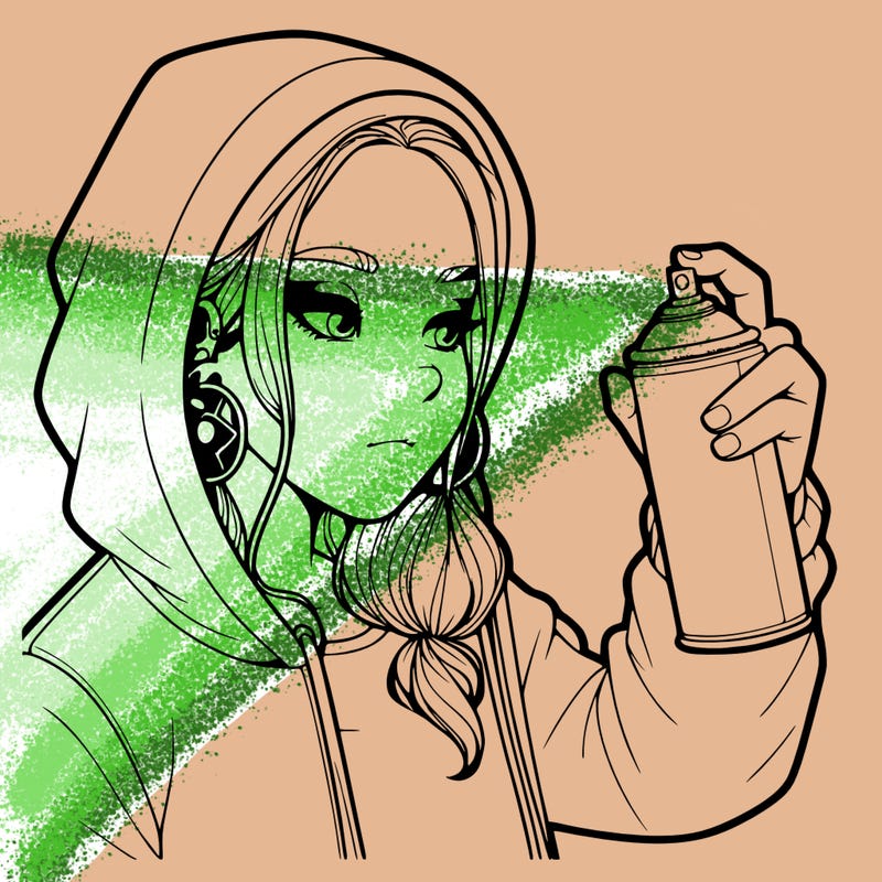 a realistic girl, spray painting