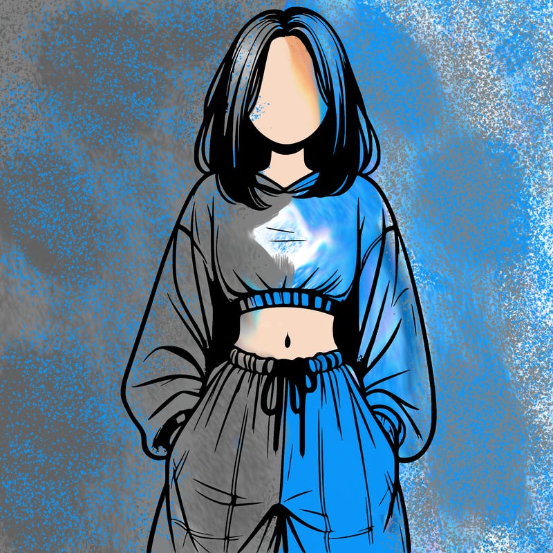 realistic girl faceless with baggy pants and a crop top