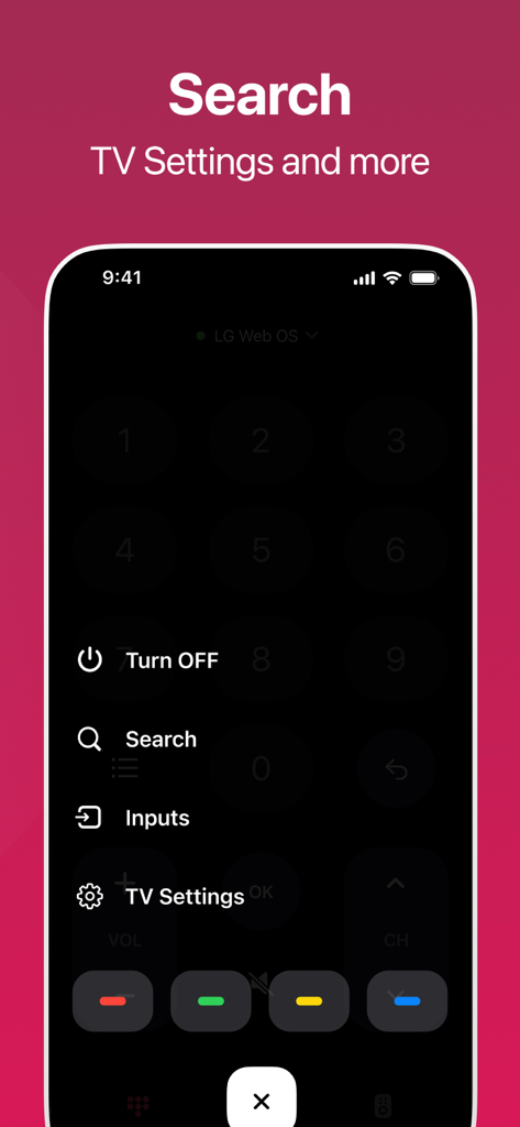 LG TV Remote Control Smart TVs - LG TV Remote app search and TV settings interface