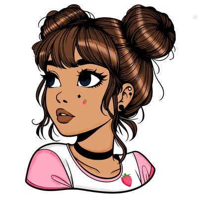 realistic girl with spacebuns
