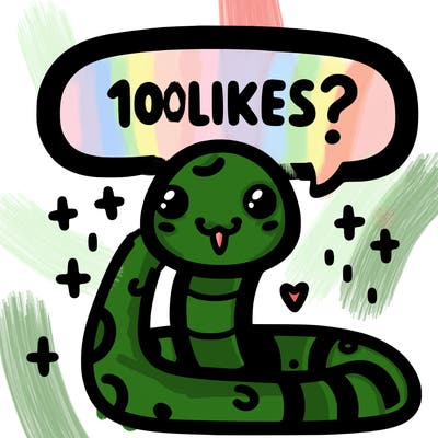 cute snake saying "10 likes?"