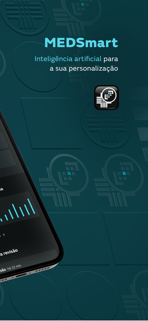 MEDSoft - MEDSoftアプリのスクリーンショット。パーソナライズされた医療学習のためのMEDSmart人工知能機能が表示されている