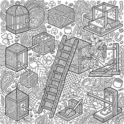 Dive into a world of intricate design with our Zentangle Leprechaun Traps coloring page. This unique template combines whimsical St. Patrick's Day themes with relaxing, repetitive patterns for a truly engaging coloring experience.