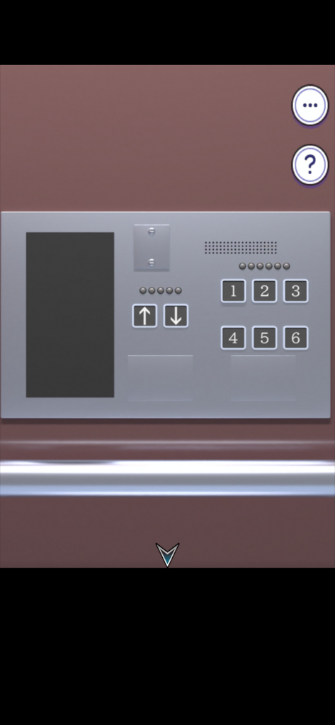 Elevator control panel with a numeric keypad and arrow buttons in an escape room puzzle game