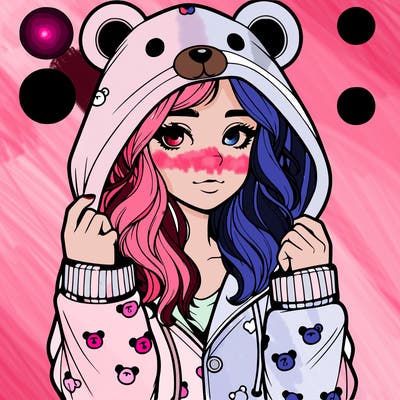 realistic girl in a animal pjs hoodie
