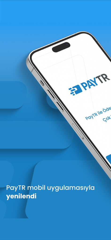 PayTR Mağaza - Smartphone displaying the PayTR Mağaza logo and intro screen for business financial management