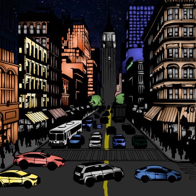 new york,realistic,cars,people,stores,buildings