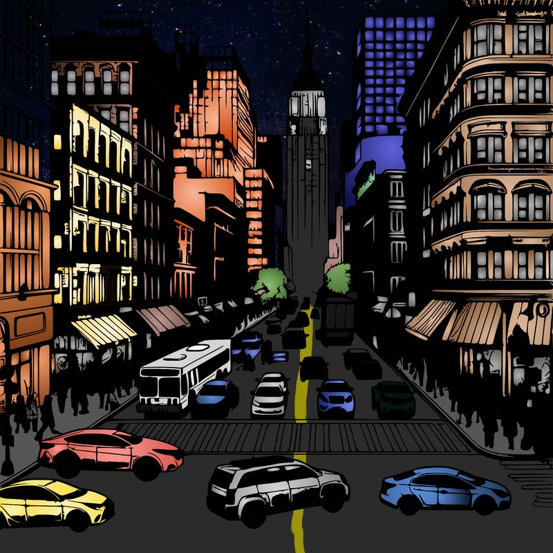 new york,realistic,cars,people,stores,buildings