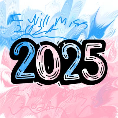 one line scrawled numbers sketch design “2025”